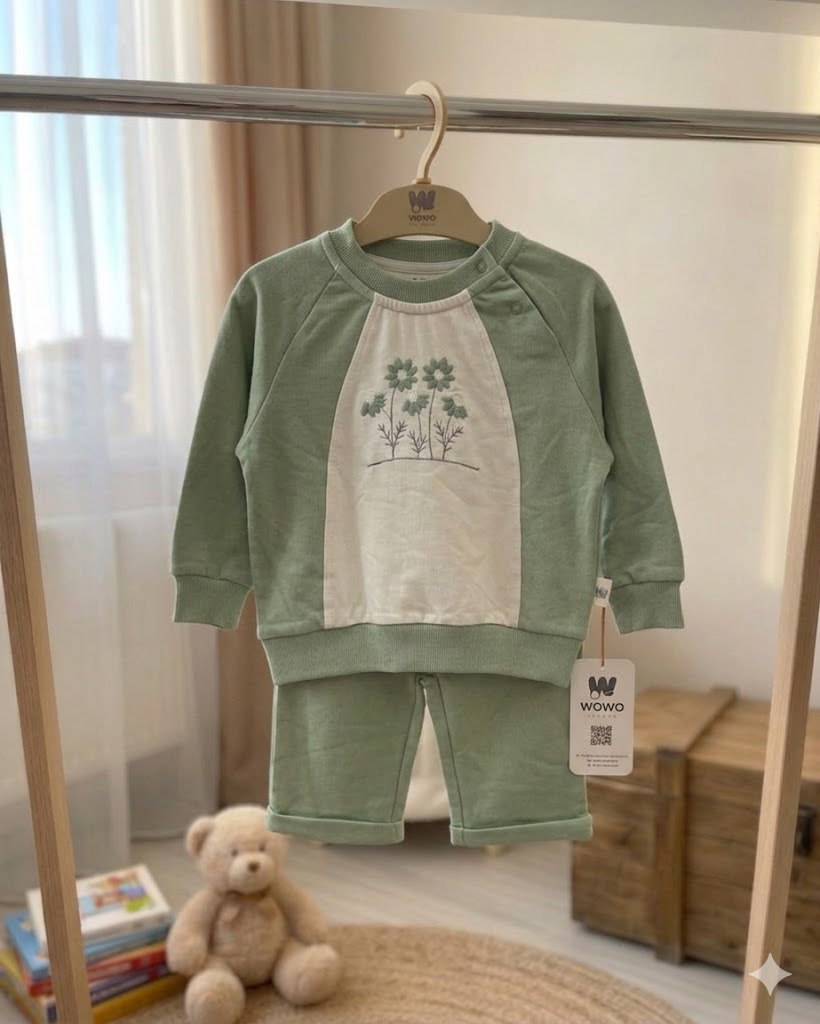 Green Fllowers Cotton Set (6-24 months)