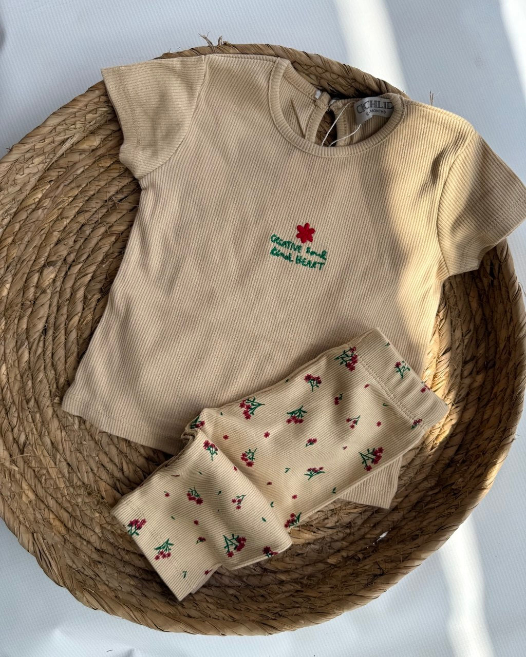 "Kind Heart" Ribbed Tee & Floral Leggings Set ( 6 months- 3 years)