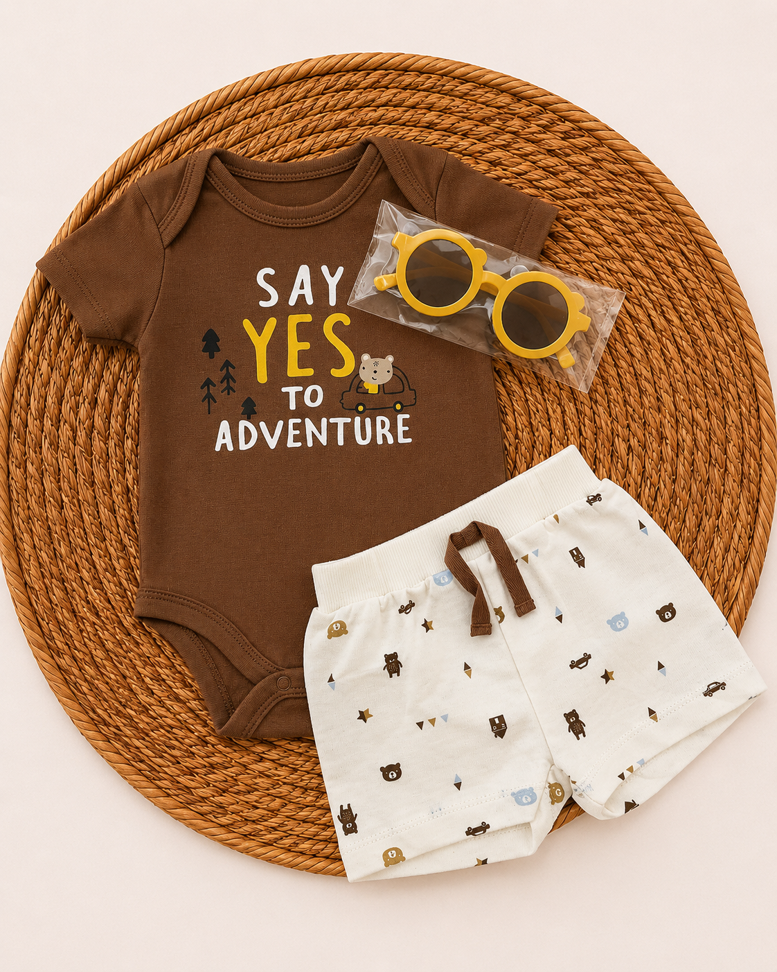 4-Piece Summer Outfit with Sunglasses-Adventure  (3 up to 12 months)