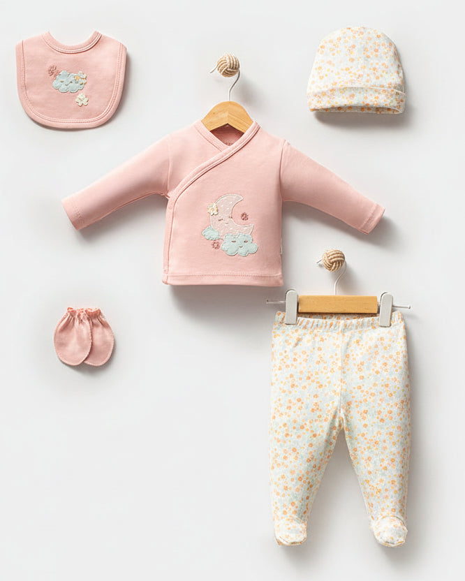 Gemini said Sweet Dreams Floral & Moon Newborn Set-Pink