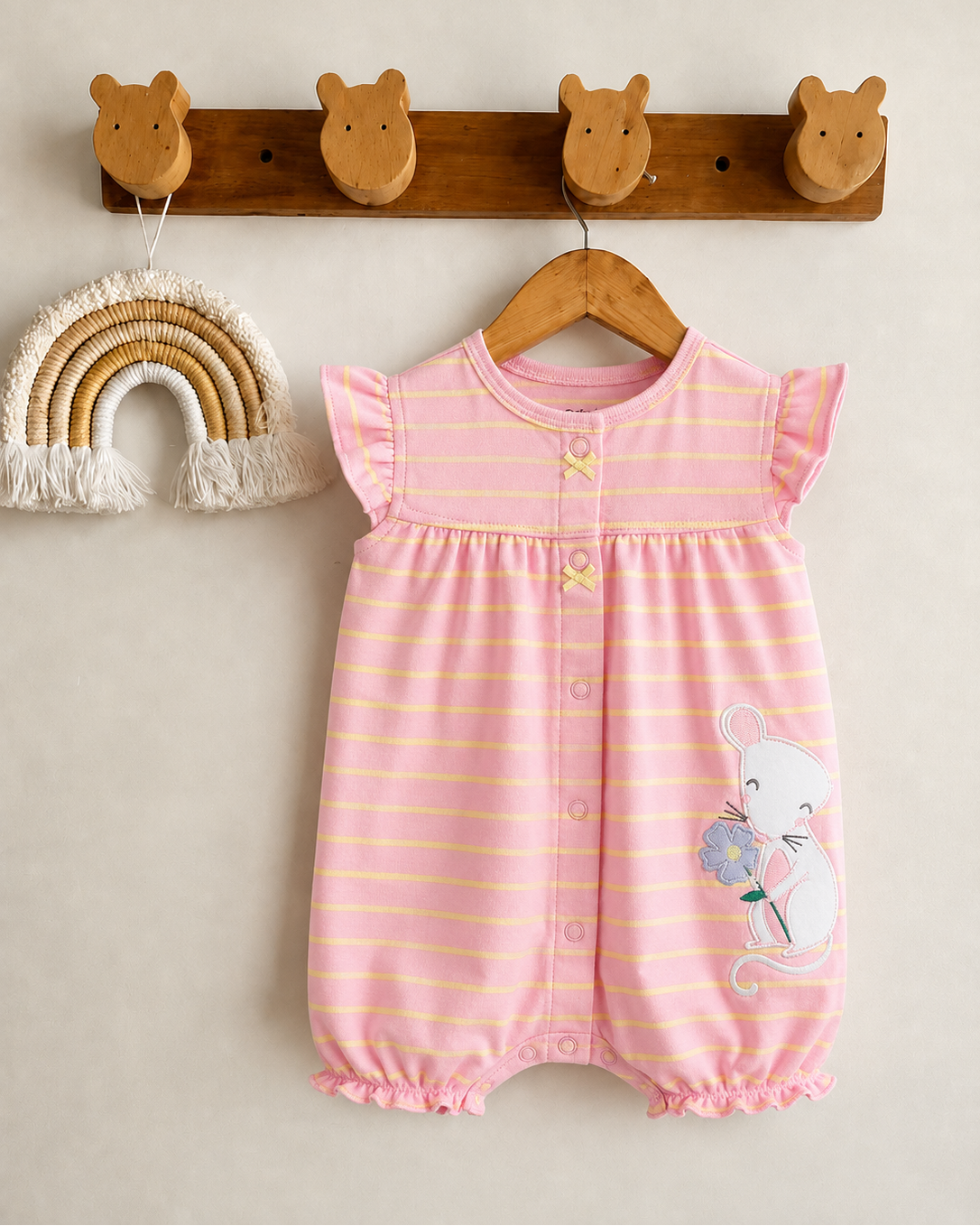 Mouse Print One-Piece Cotton Romper