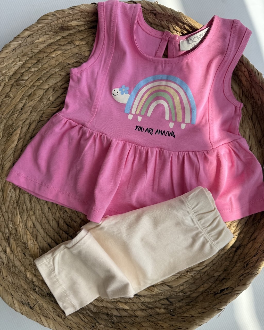 Rainbow Ruffle Tunic & Cream Leggings Set( 6 months-3 years)