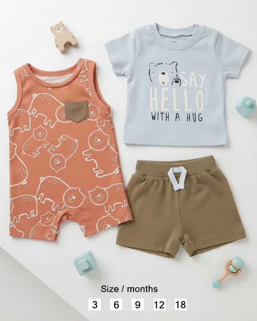 3-Piece Summer Set -Bear (3 up to 18 months)