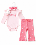 4-Piece Baby Girls Floral Bodysuit & Pants Set with Headband- Sweet  (3 up to 12 months)