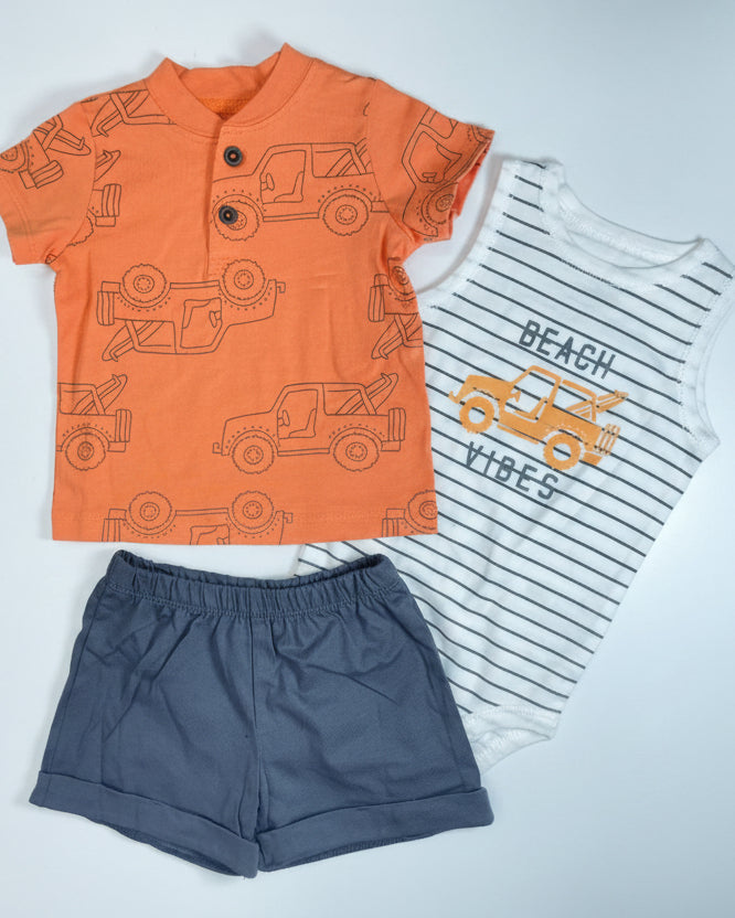 Baby Boy 3-Pcs Summer Set-Trucks