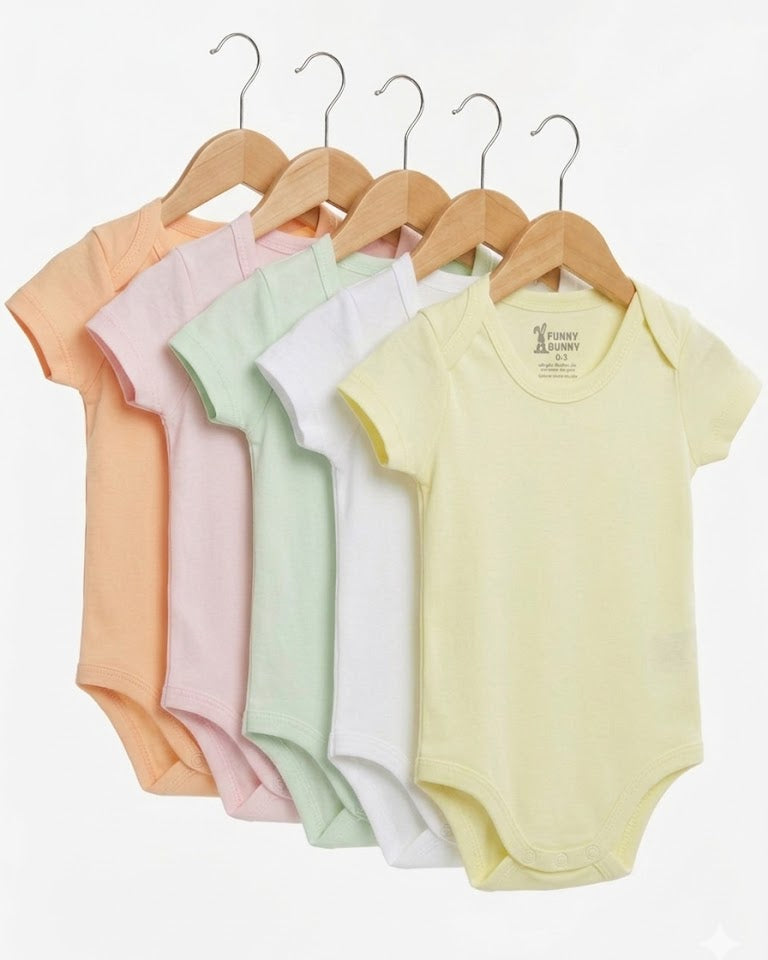 1-piece Unisex Colored 1/2 Sleeve Bodysuit (0-24 months)