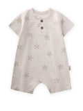 White Cotton Romper With BEIGE Stars