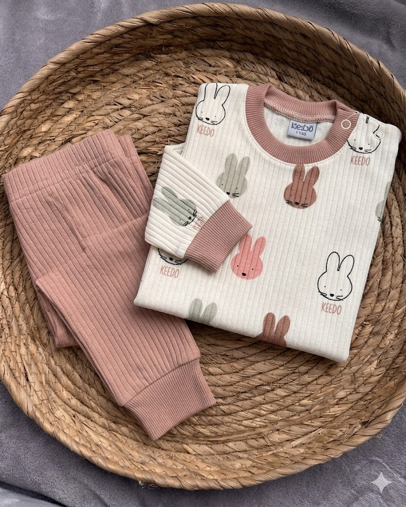 Little Bunny Cotton Pyjama Set -Dusty Rose