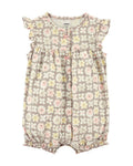 Grey Floral  Print Cotton Romper (6 months)