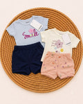 4-Piece Smiley Flower Print Shorts Set (3 up to 18 months)