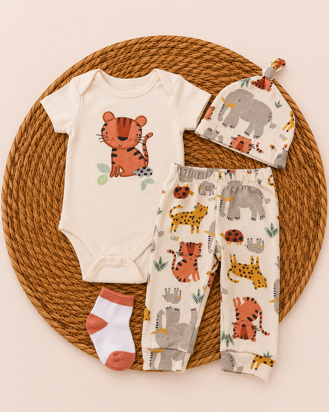 4-Piece Summer Set - Tiger (3 up to 9 months)