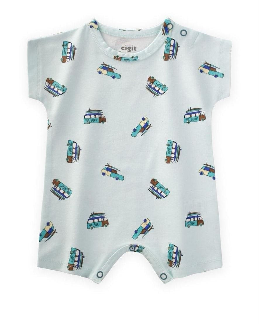 Blue Cars Cotton Romper (3-6 months)