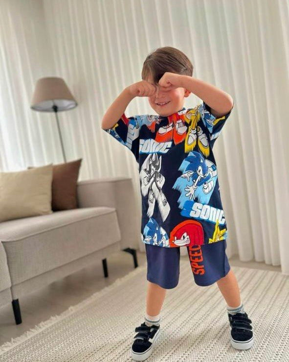Sonic Multicolor Cotton Short Set (9-10 years)