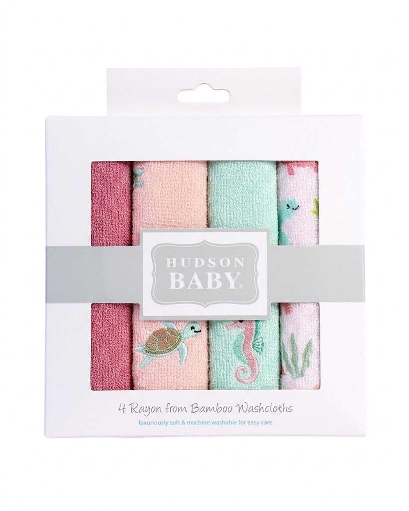 4-Pcs Pink Bambo Wash Cloths