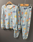 Unisex Light Blue Koala and Animals Cotton Pyjama Set (2-8 Years)