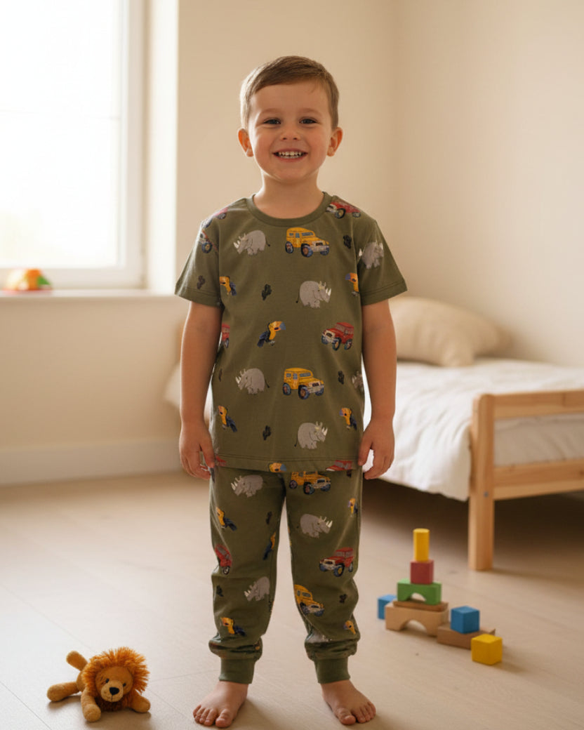 Trucks in the forest Cotton Pyjama Set (2-8 Years)