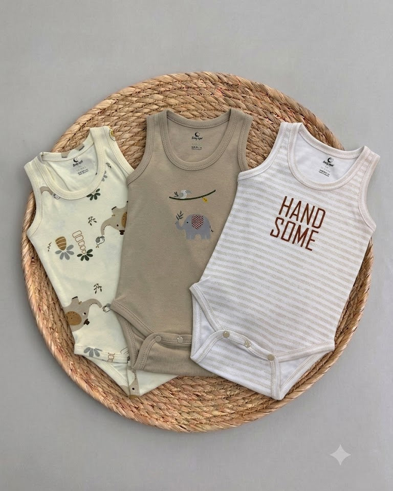 Elephant Print  3-pcs Bodysuit Set (18 months)