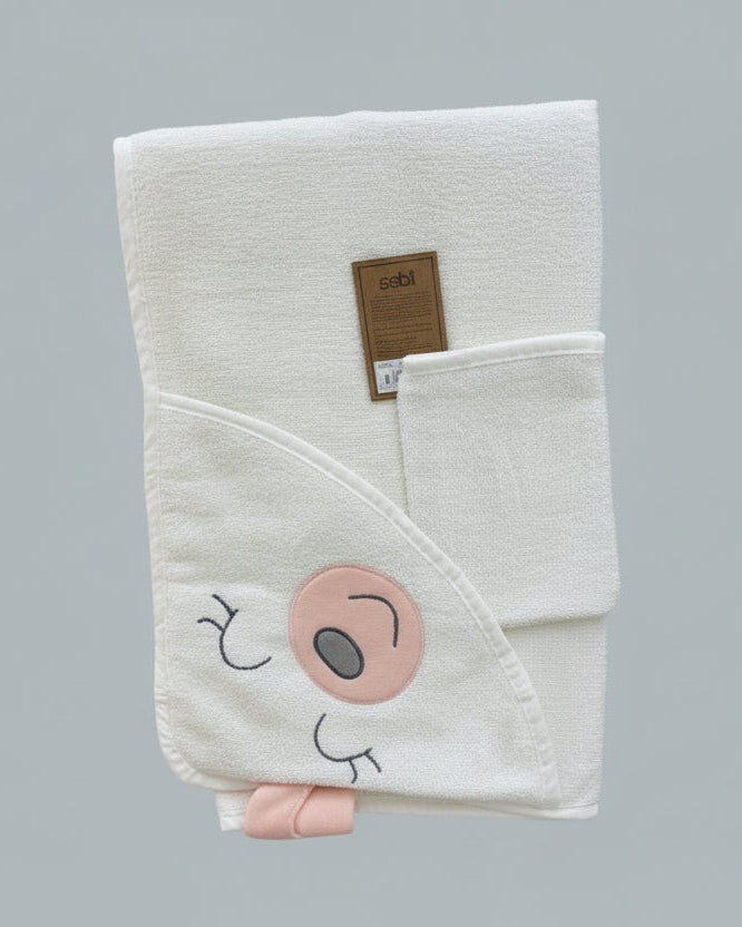 White Baby Bear Towel Set With loofa