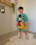 Micky Mouse Green Cotton Short Set (9-10 years)
