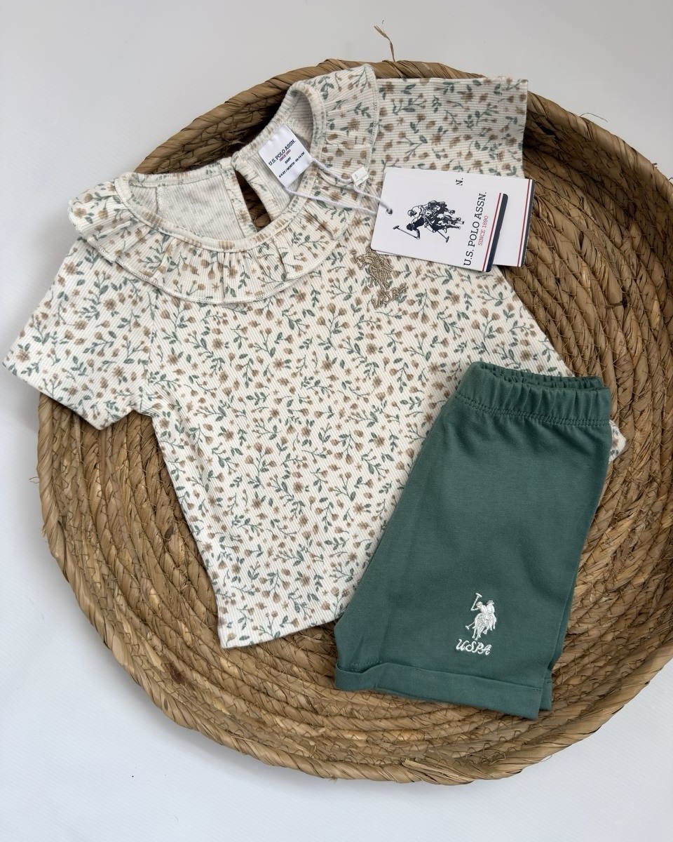 U.S. Polo Assn Floral Peter Pan Set (6 months up to 3 years)