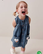 Girls Denim Heart Pocket Dress (2-7 years)