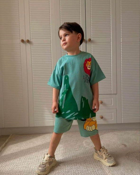 Lion King Green Cotton Short Set (9-10 years)
