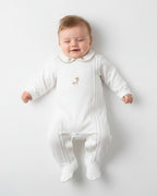 White Cotton Overall With Giraffe Print