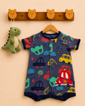 Cars Print One-Piece Cotton Romper