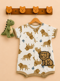Lion Print One-Piece Cotton Romper
