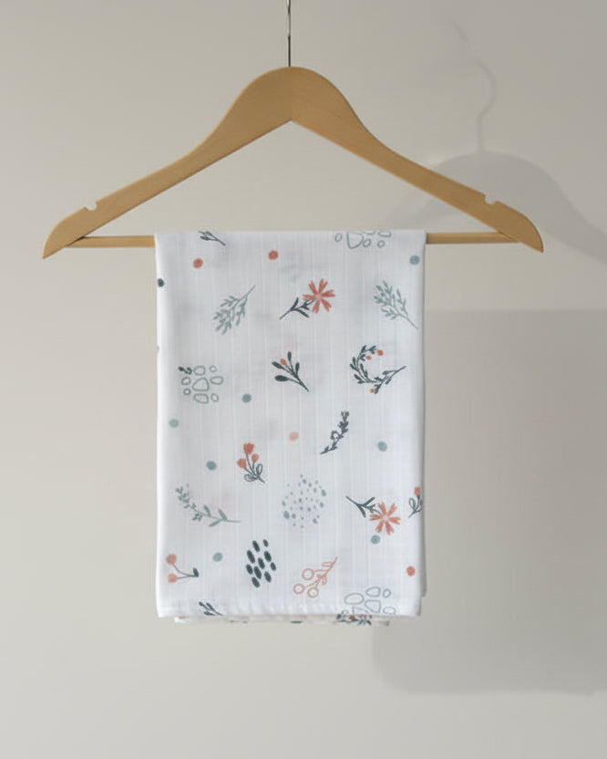 Wildflower Print Unisex Muslin Baby Blankets