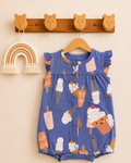 Navy Ice Cream Print One-Piece Cotton Romper