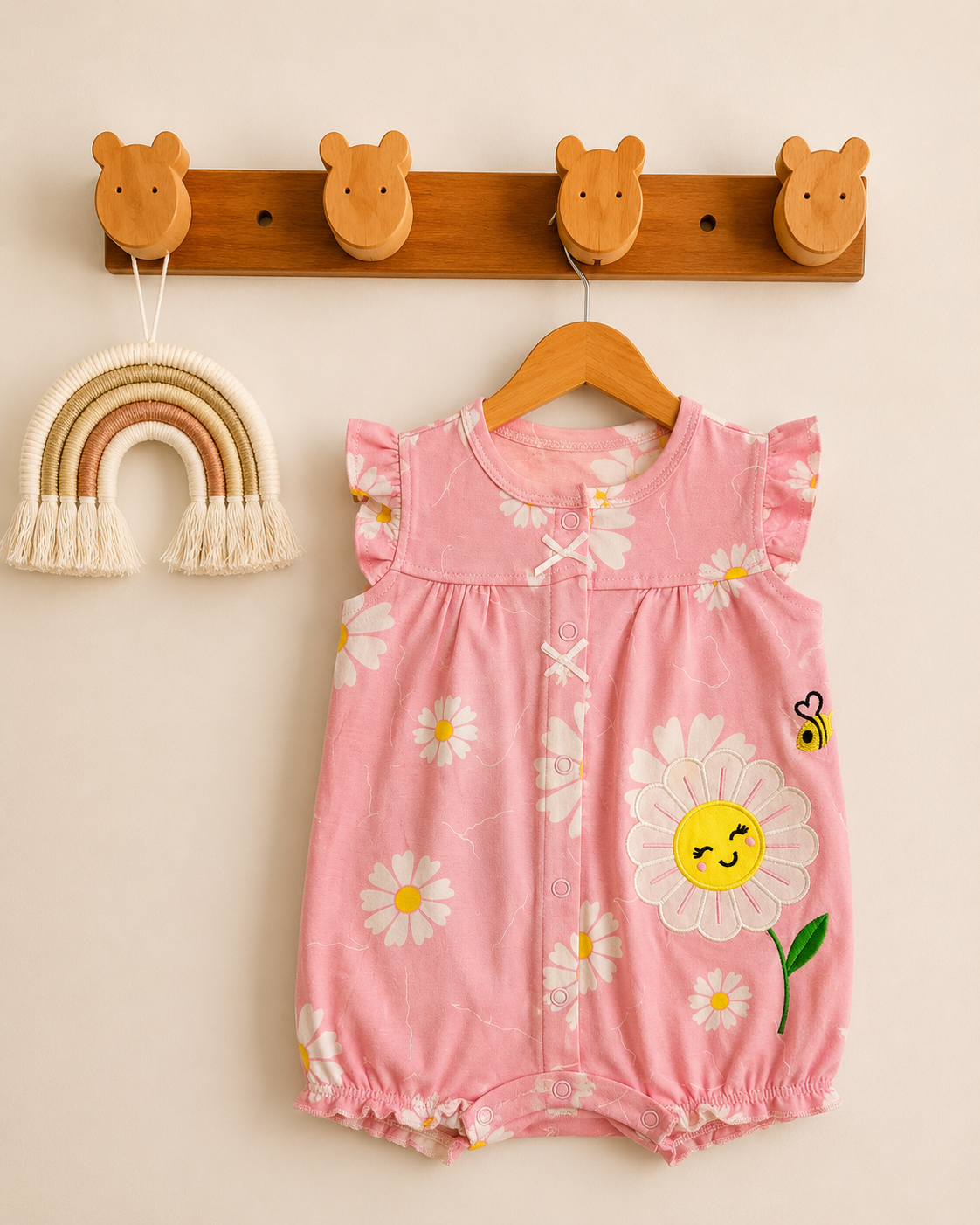 Flowers Print One-Piece Cotton Romper