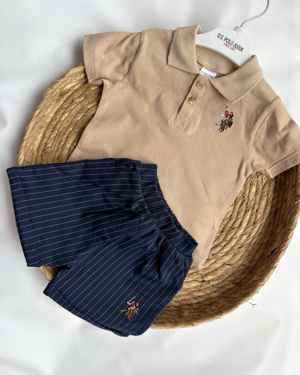 U.S. Polo Assn Beige Classic Sporty Set (6 months up to 3 years)