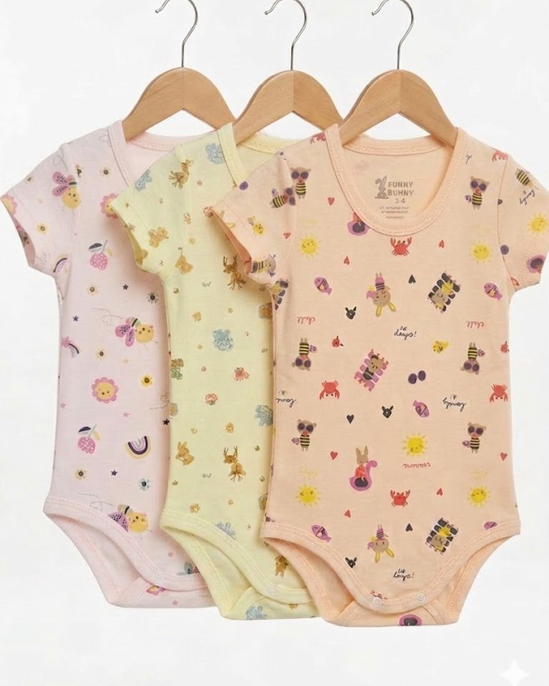 1-piece Colored Printed 1/2 Sleeve Bodysuit (0-24 months)