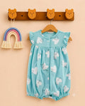Blue Heart Print One-Piece Cotton Romper