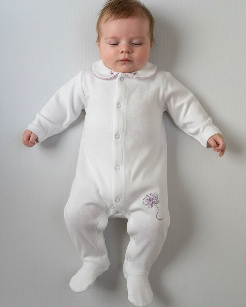 White Floral Cotton Overall