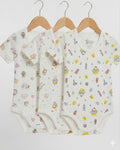 1-piece White Printed 1/2 Sleeve Bodysuit (0-24 months)