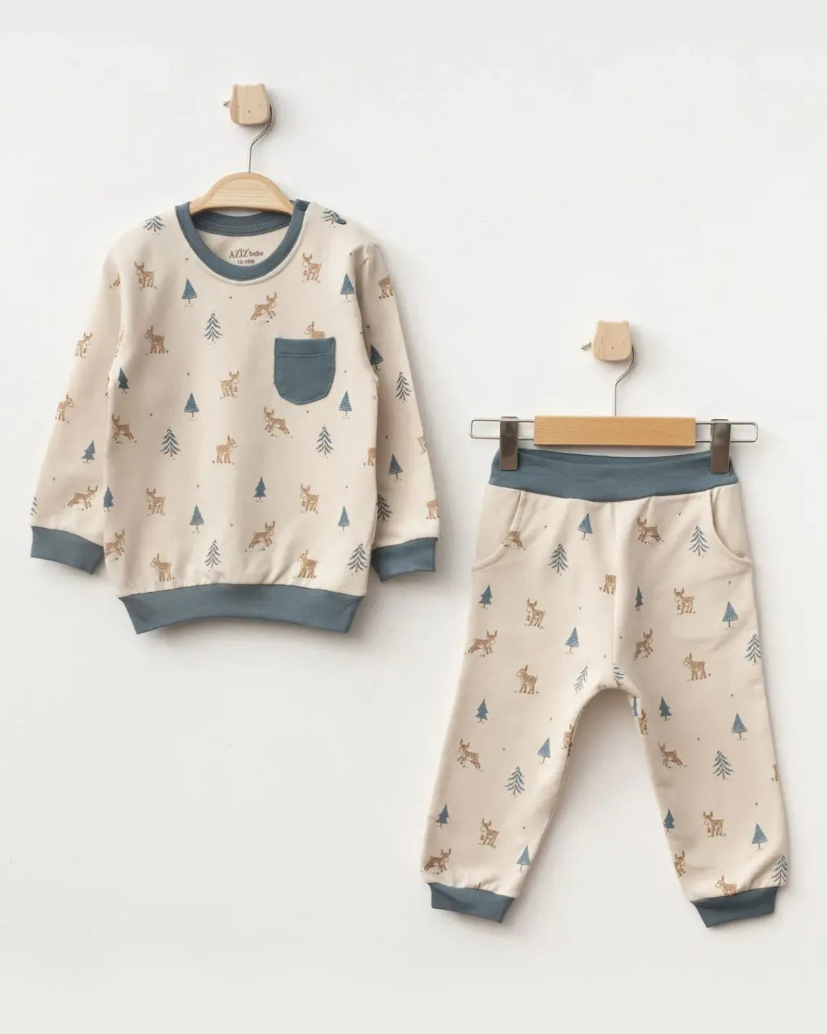 Little Fawn & Forest Dreams Two-Piece Cotton Set (Grey)