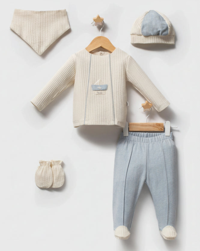 Baby Boy Blue Cotton Newborn Set (0-1 months)