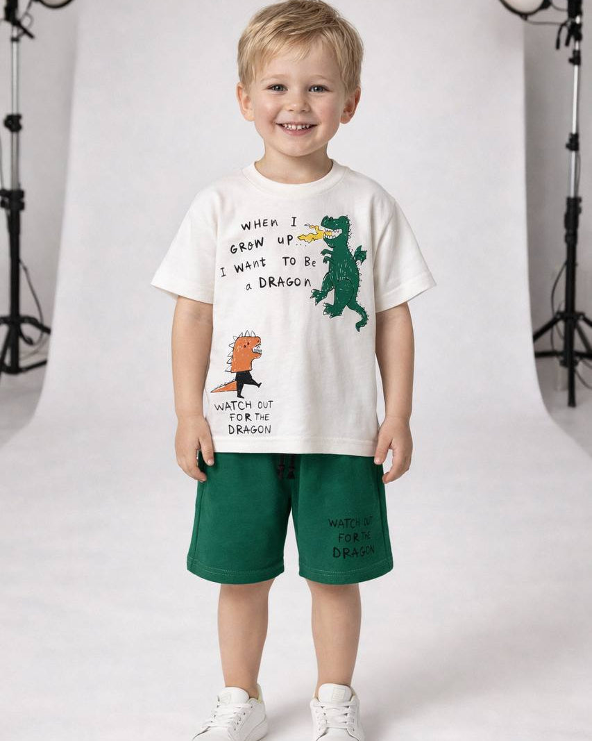 Dragon Graphic Summer Shorts Set ( 2-7 years)