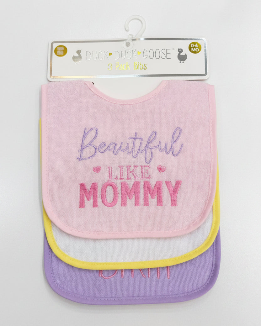 3-Pack Pink Baby Bib Set