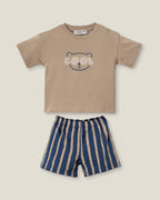 "Cool Bear" Retro Striped Shorts Set (6 months-3 years)