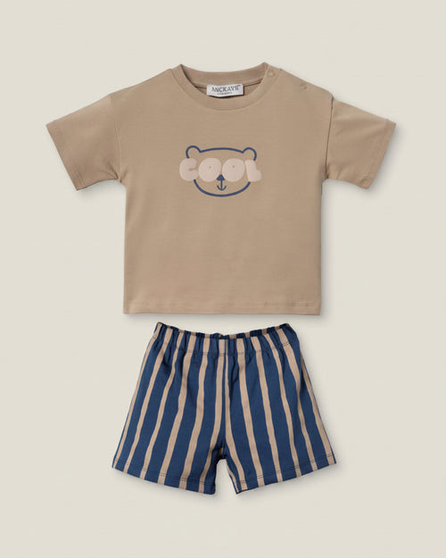 "Cool Bear" Retro Striped Shorts Set (6 months-3 years)