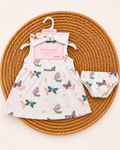 3- Pcs Butterfly Print Baby Dress (6 and 24 months)