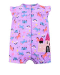 Purple Unicorn Patterned Cotton Romper (6-24 months)