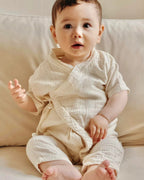Organic Muslin Jumpsuit 0-9 Months- Cream