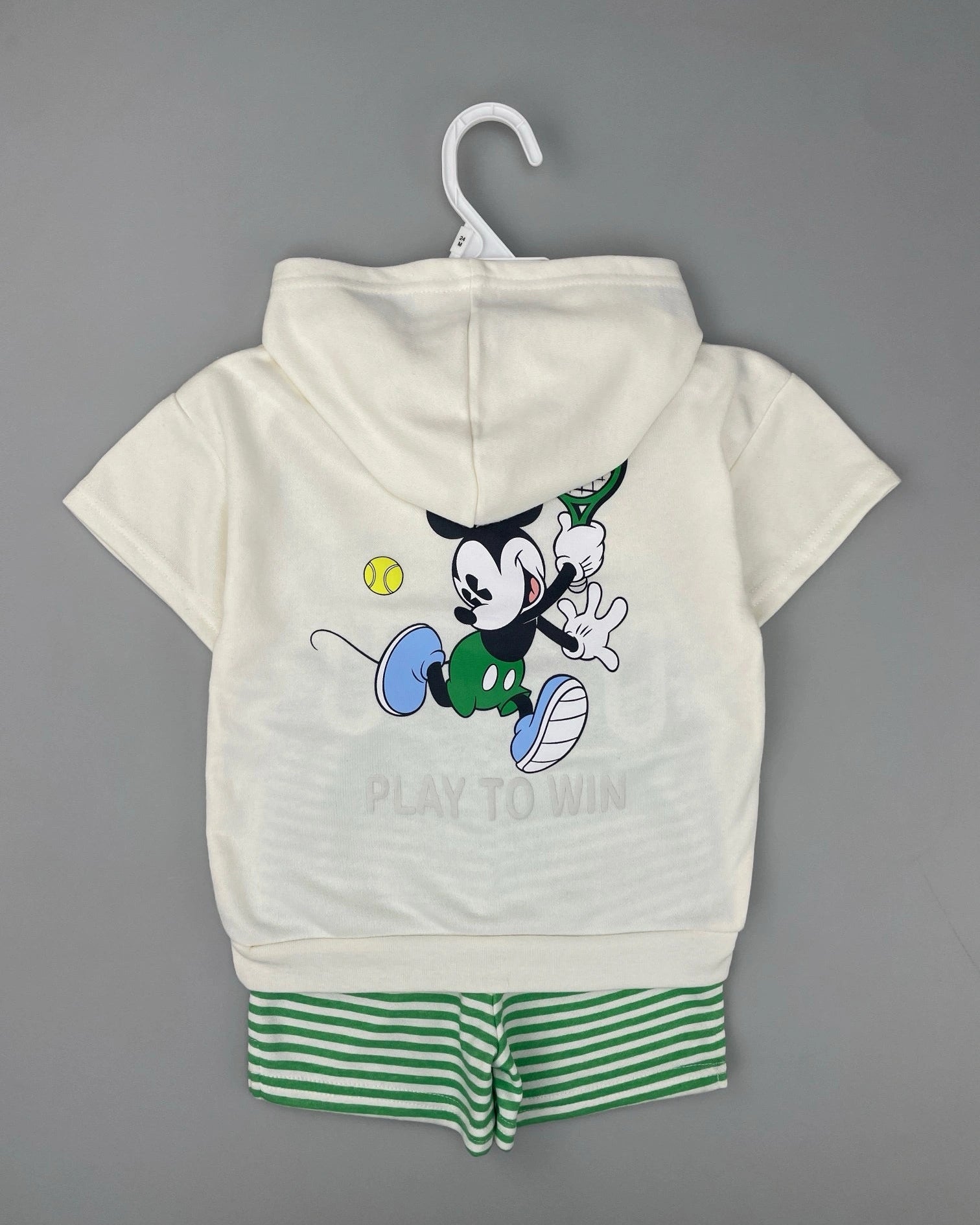 Mickey Tennis Hoodie and Striped Shorts Set (12 months-4 years)