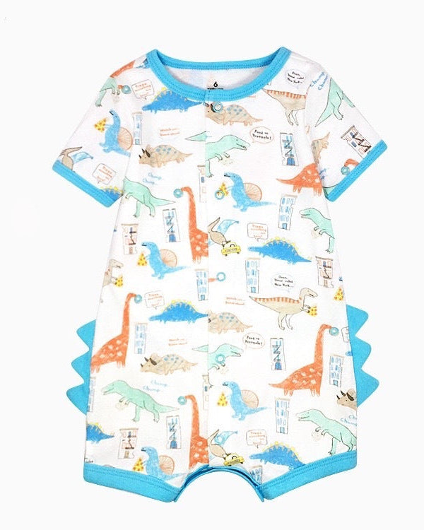 Blue Dino Cotton Romper