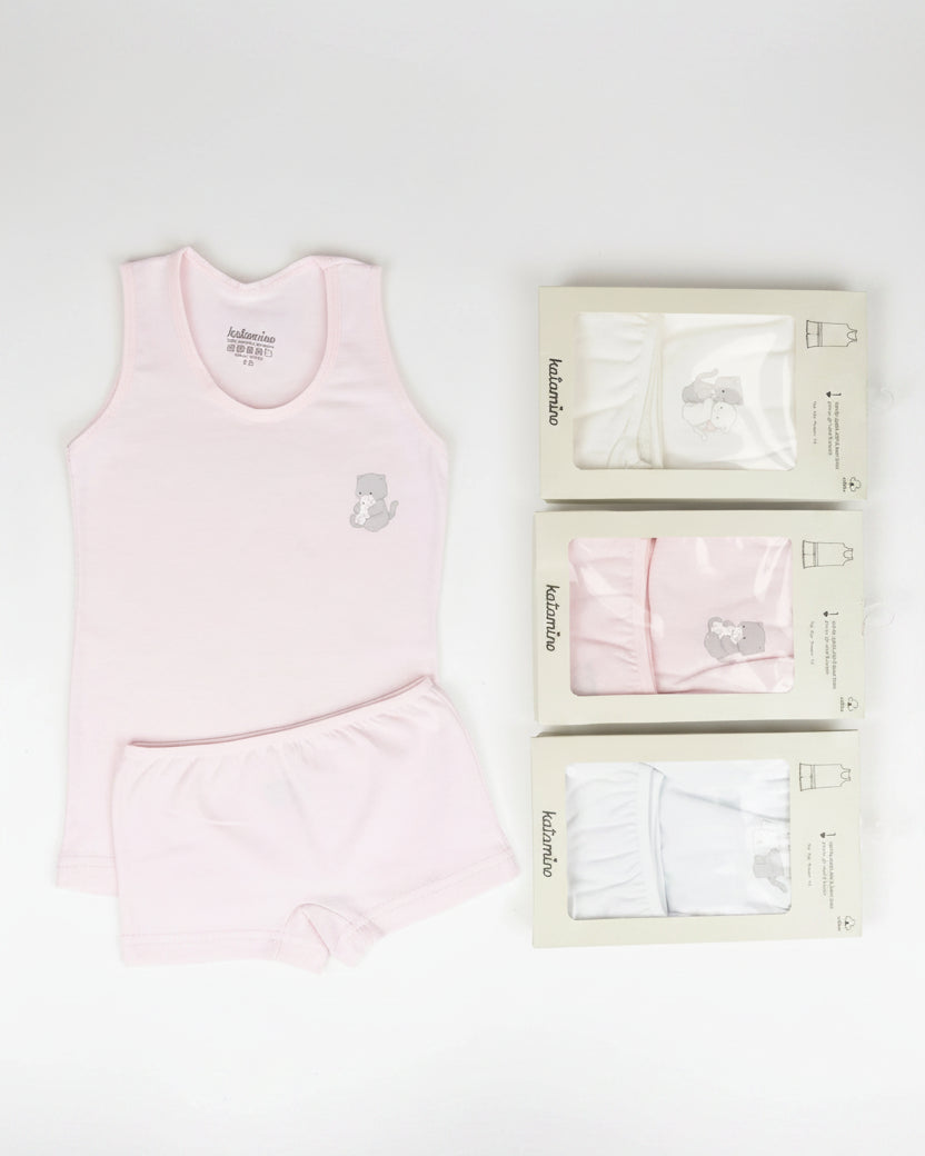 Set of Vest and Boxer for girls- 3 colors (1-10 years)