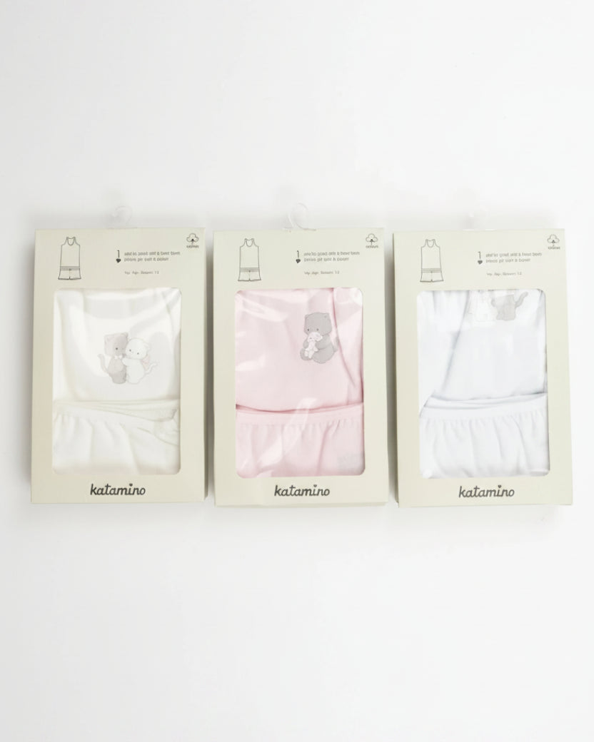 Set of Vest and Boxer for girls- 3 colors (1-10 years)